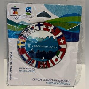 2010 Olympics Flag Of Nations Vancouver Sky Line Enamel Lapel 3” Pin New Sealed